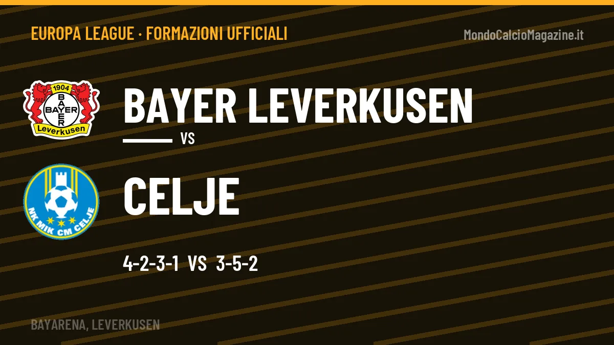 Formazioni ufficiali Bayer Leverkusen-Celje: Schick e Dukuly guidano gli attacchi