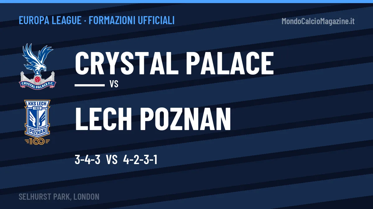 Le formazioni ufficiali di Crystal Palace-Lech Poznan: Frederiksen risponde col 4-2-3-1