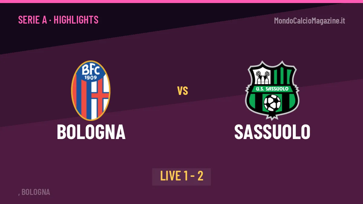Bologna-Sassuolo: video gol, azioni salienti e statistiche