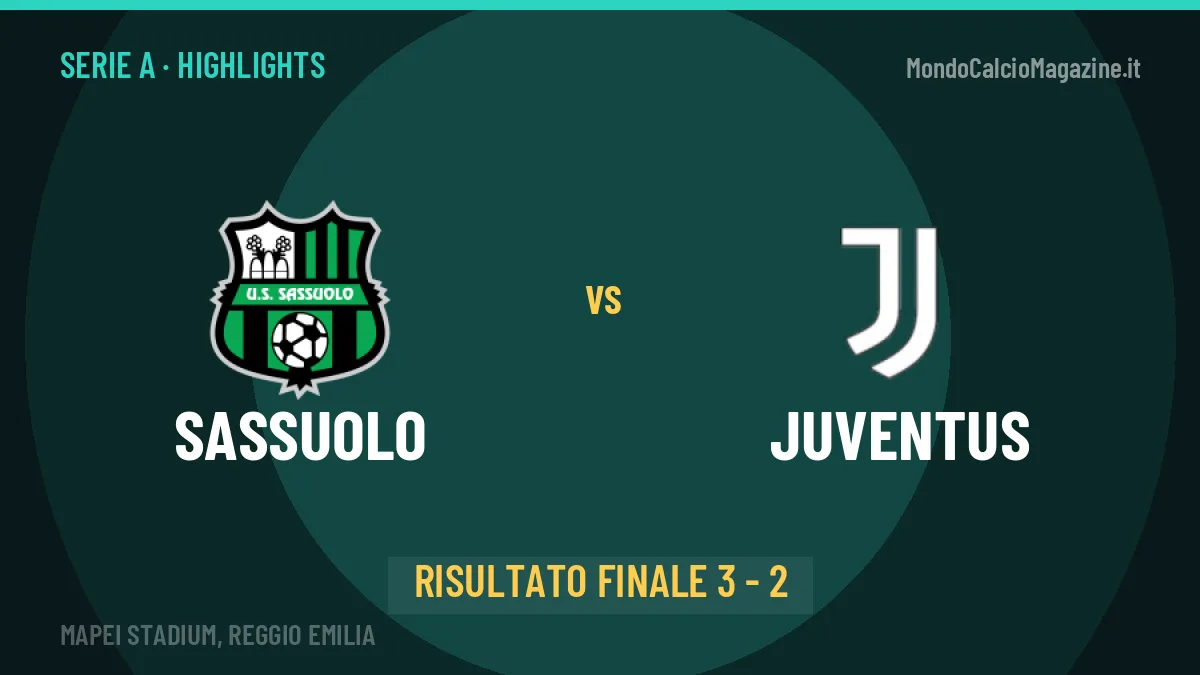 Sassuolo-Juventus 3-2: highlights, video, azioni e gol del match
