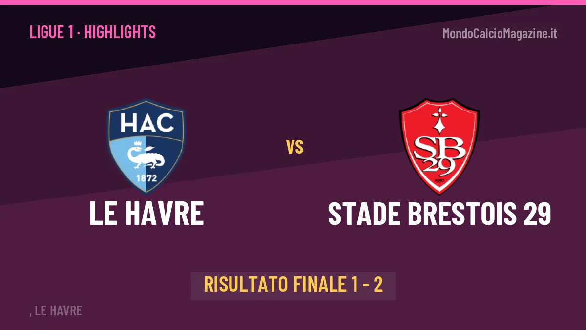 Le Havre-Stade Brestois 29 1-2: video gol, azioni salienti e statistiche
