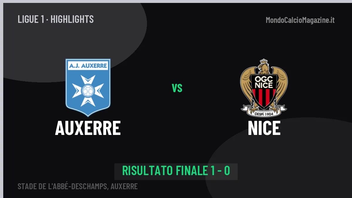 Auxerre-Nice: il video degli highlights e il tabellino (1-0)