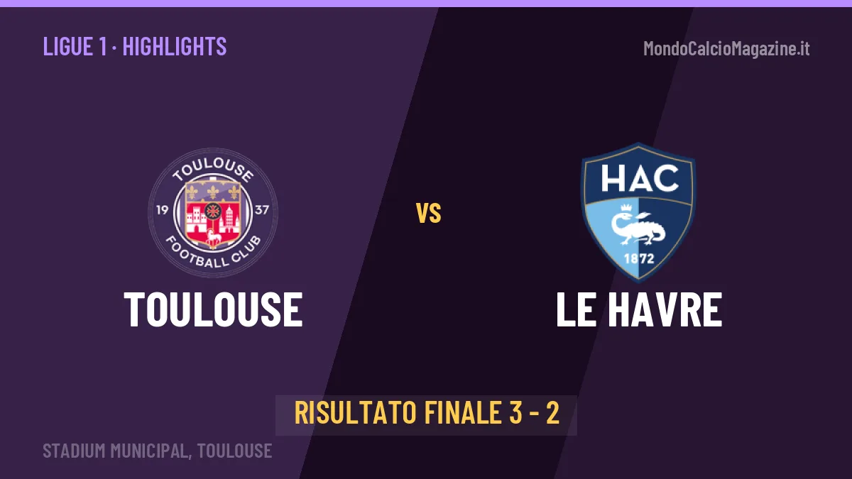 Toulouse-Le Havre 3-2: video gol, azioni salienti e statistiche