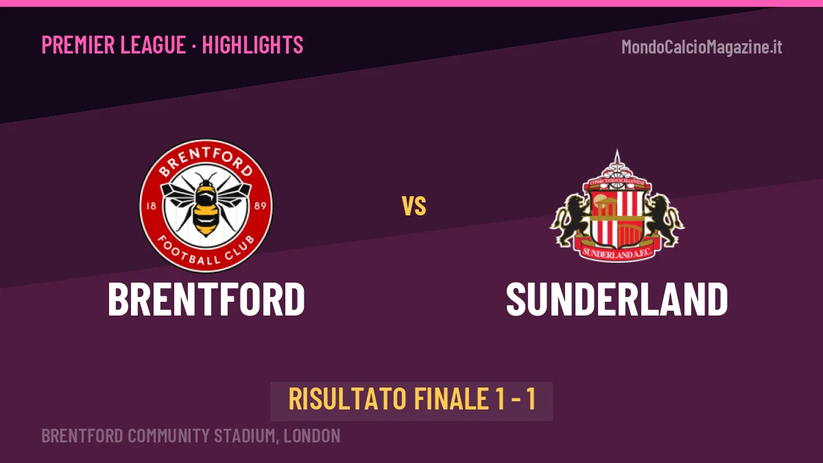 Brentford-Sunderland: il video degli highlights e il tabellino (1-1)