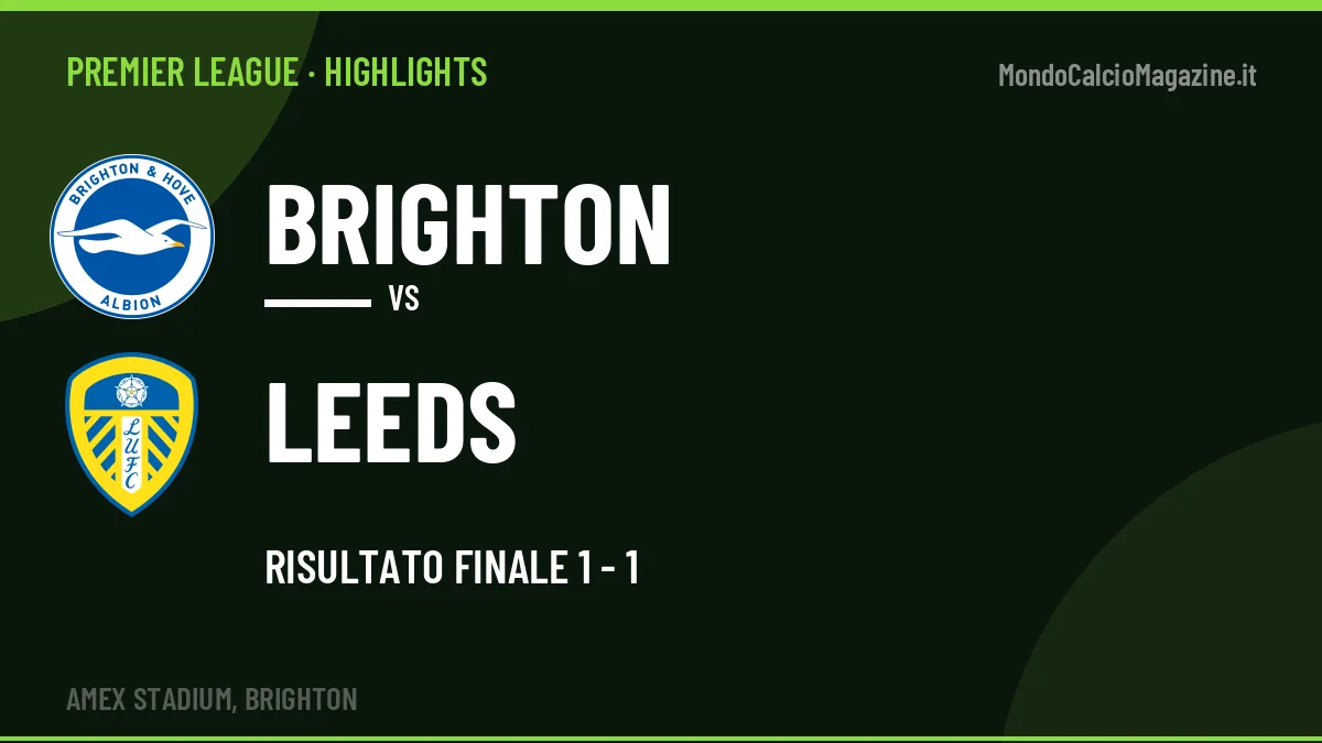 Gol e highlights di Brighton-Leeds 1-1: guarda la sintesi