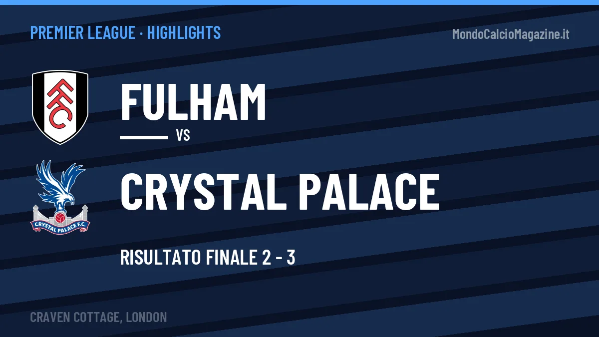 Highlights e gol Fulham-Crystal Palace: la sintesi della 3ª giornata