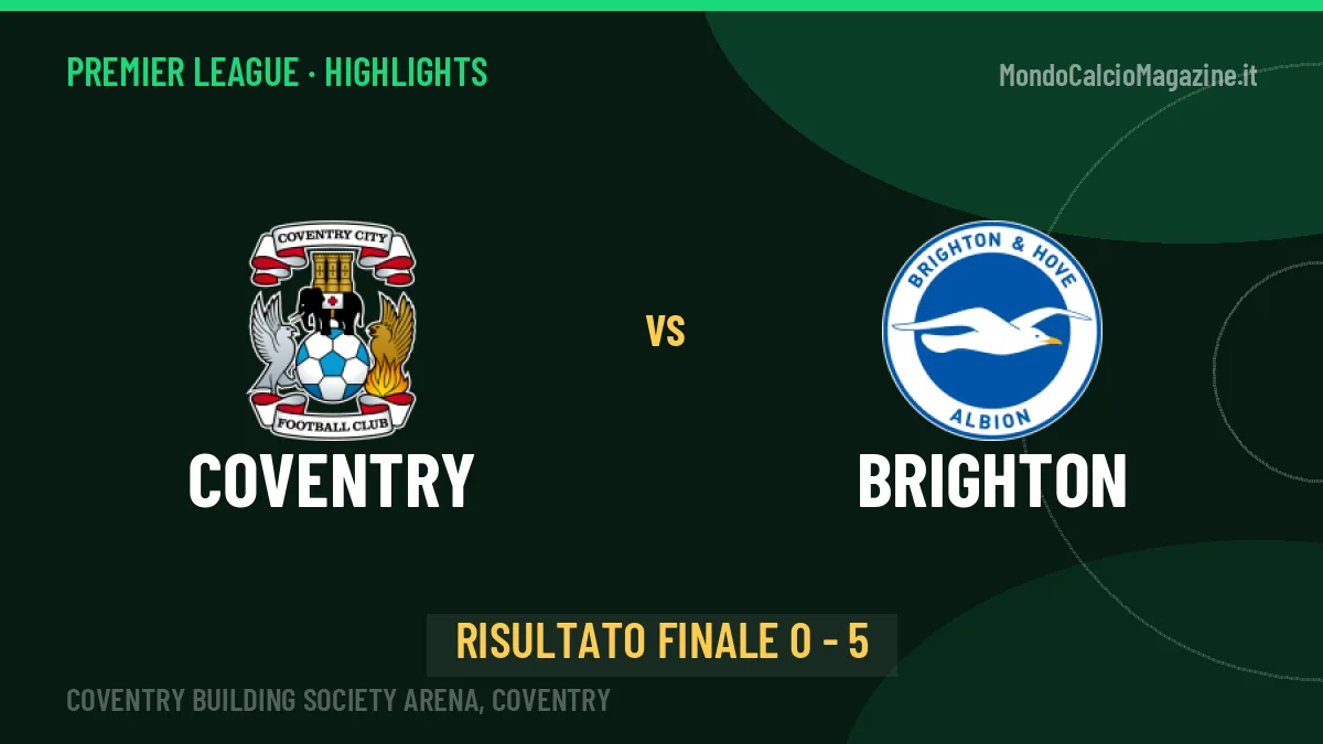 Coventry-Brighton: il video degli highlights e il tabellino (0-5)