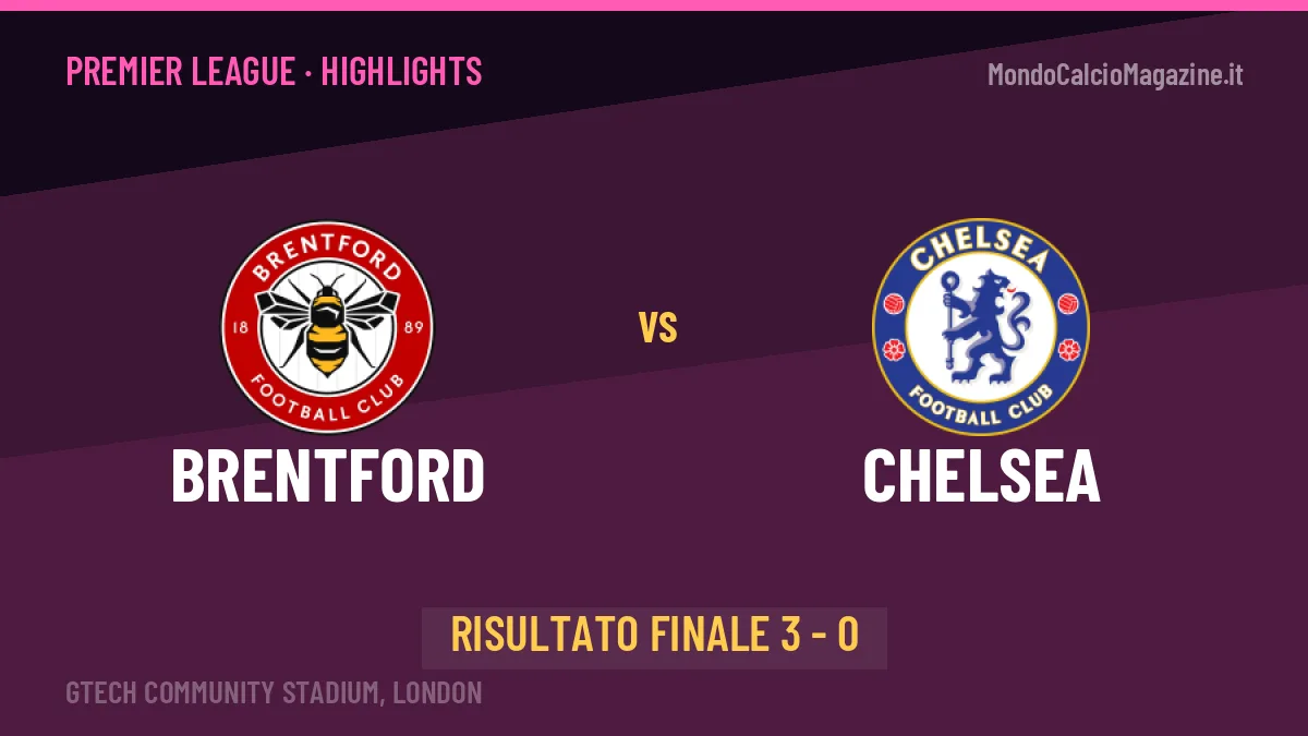 Brentford-Chelsea 3-0: highlights, video, azioni e gol del match