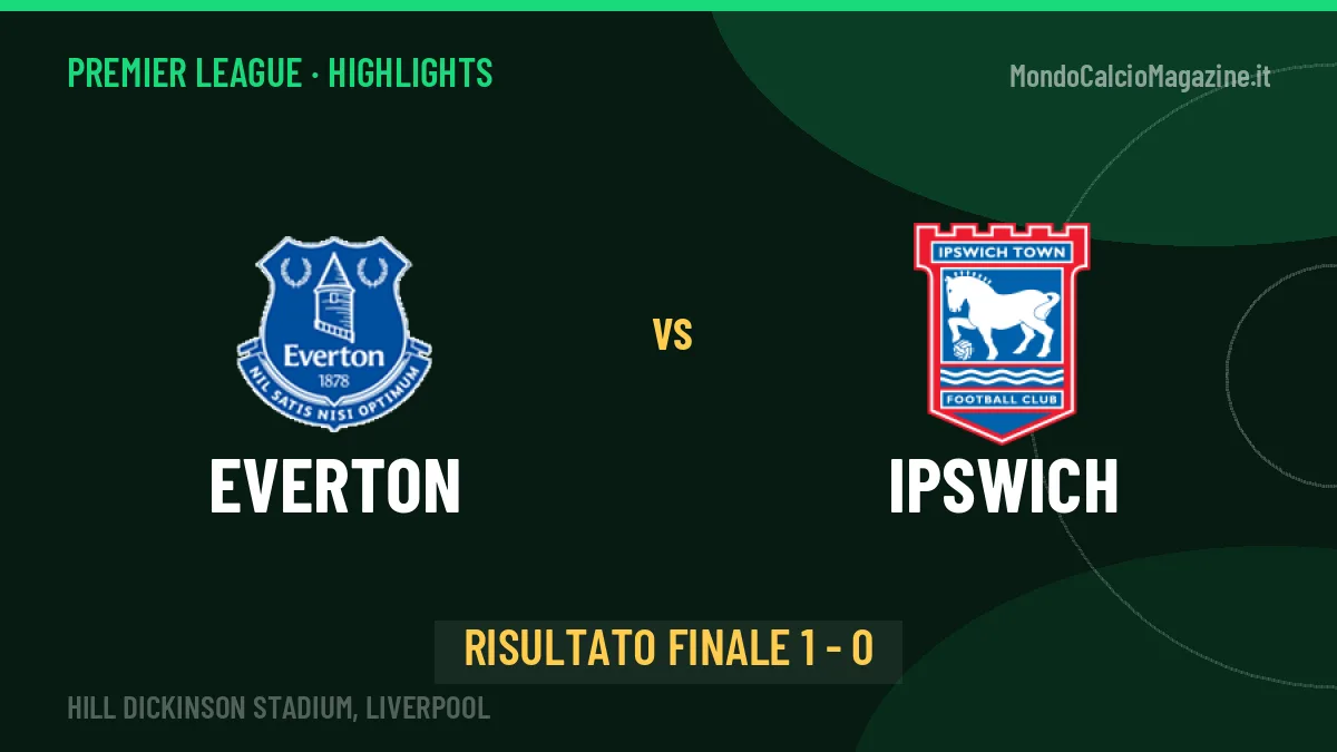 Everton-Ipswich 1-0, gli highlights: tutti i gol in video