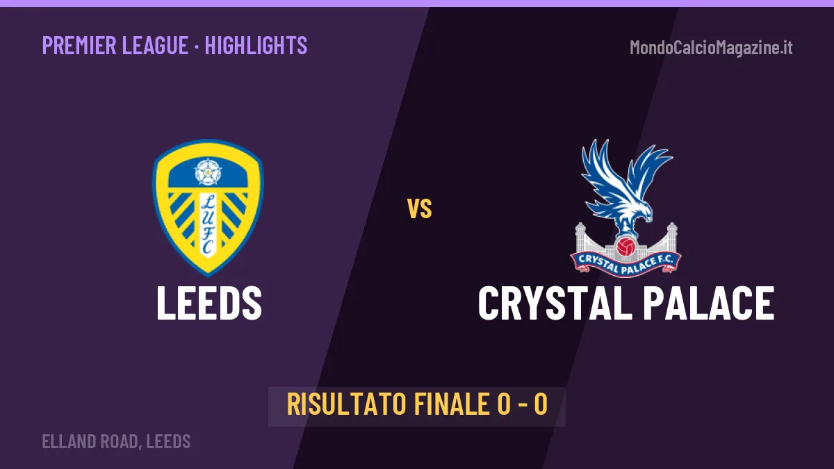 Leeds-Crystal Palace: il video degli highlights e il tabellino (0-0)