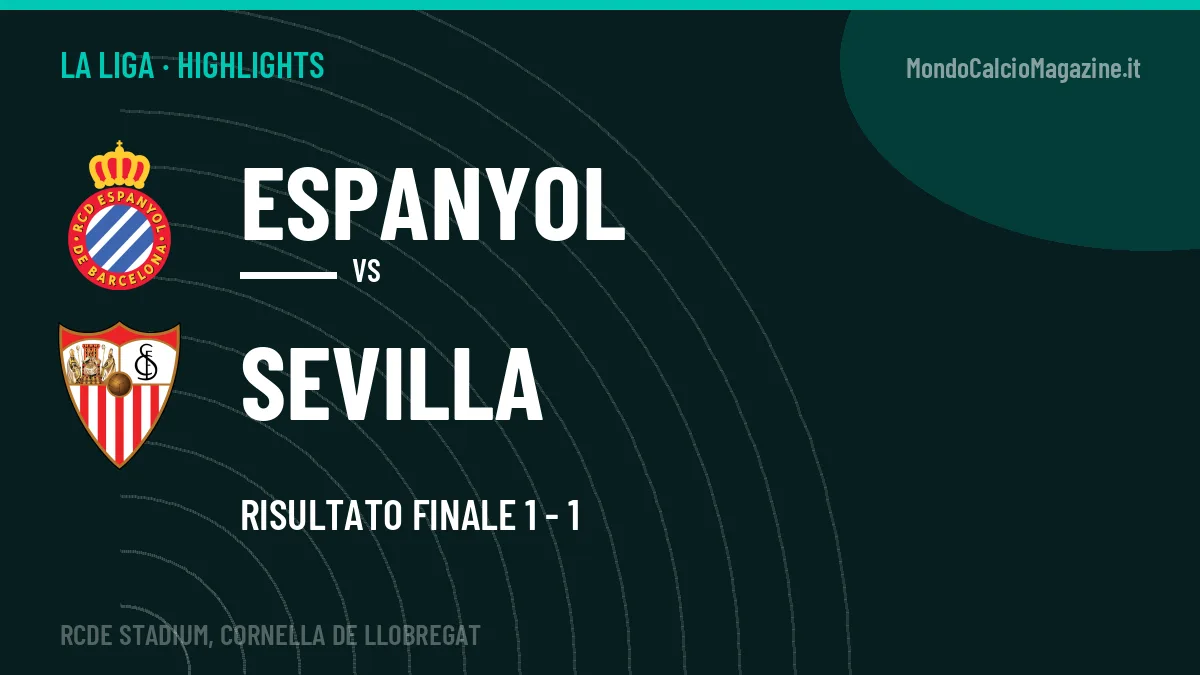 Highlights La Liga: Espanyol-Sevilla 1-1 in video