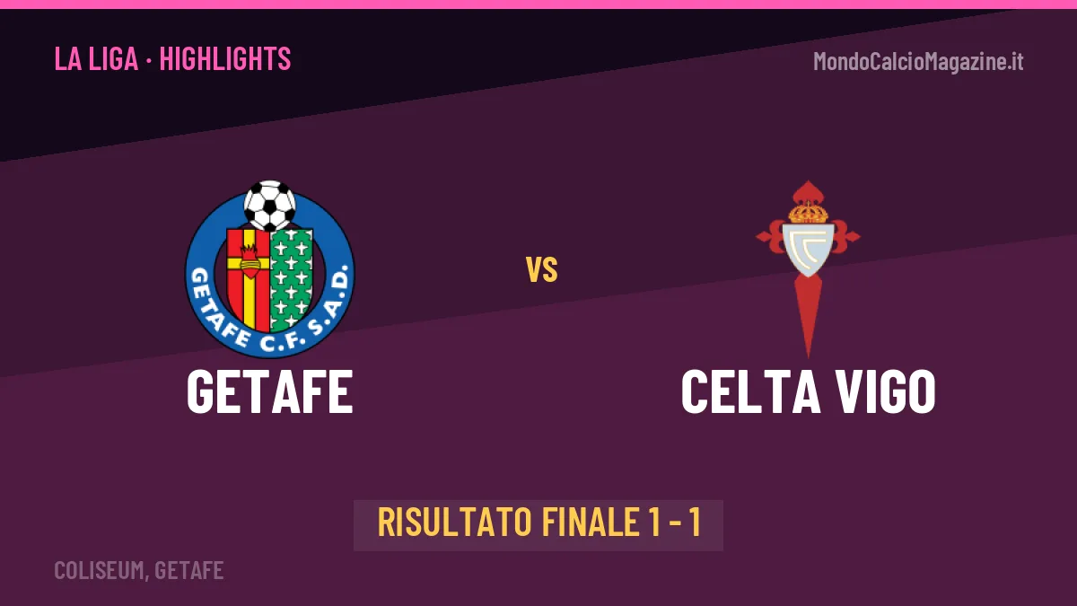 Getafe-Celta Vigo 1-1: highlights, video, azioni e gol del match