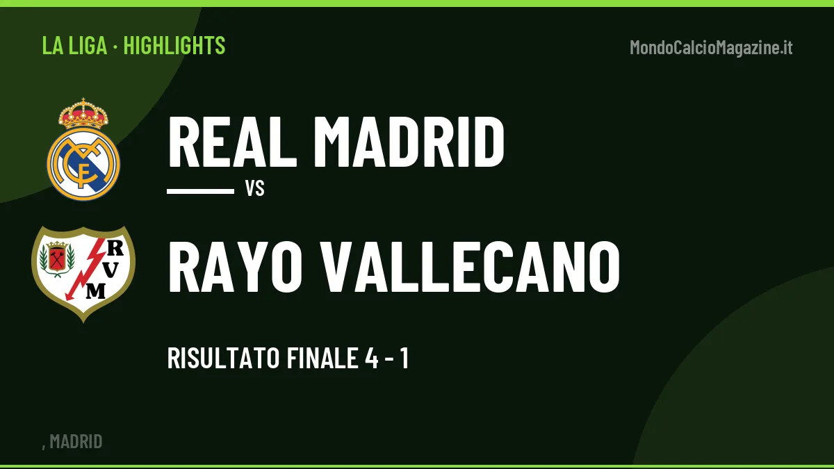 Highlights La Liga: Real Madrid-Rayo Vallecano 4-1 in video