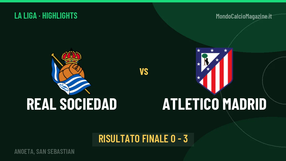 Real Sociedad-Atletico Madrid 0-3: highlights, video, azioni e gol del match