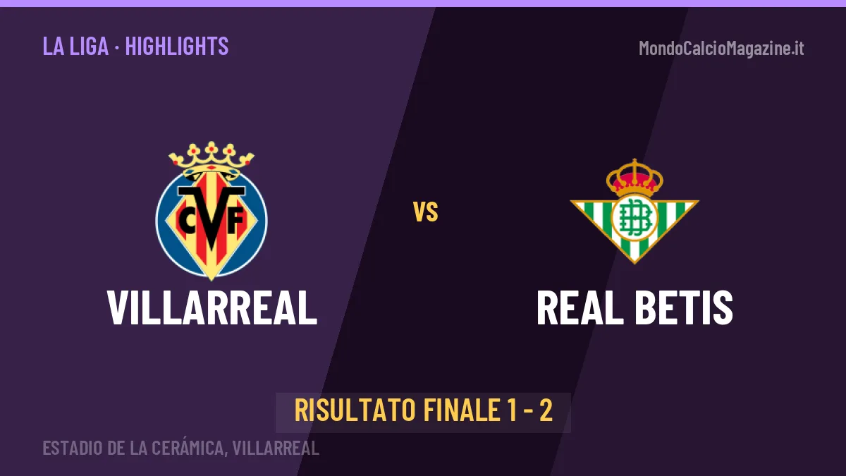 Villarreal-Real Betis 1-2, gli highlights: tutti i gol in video