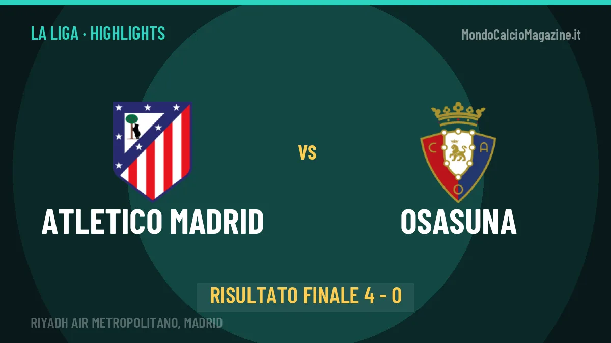 Atletico Madrid-Osasuna: il video degli highlights e il tabellino (4-0)