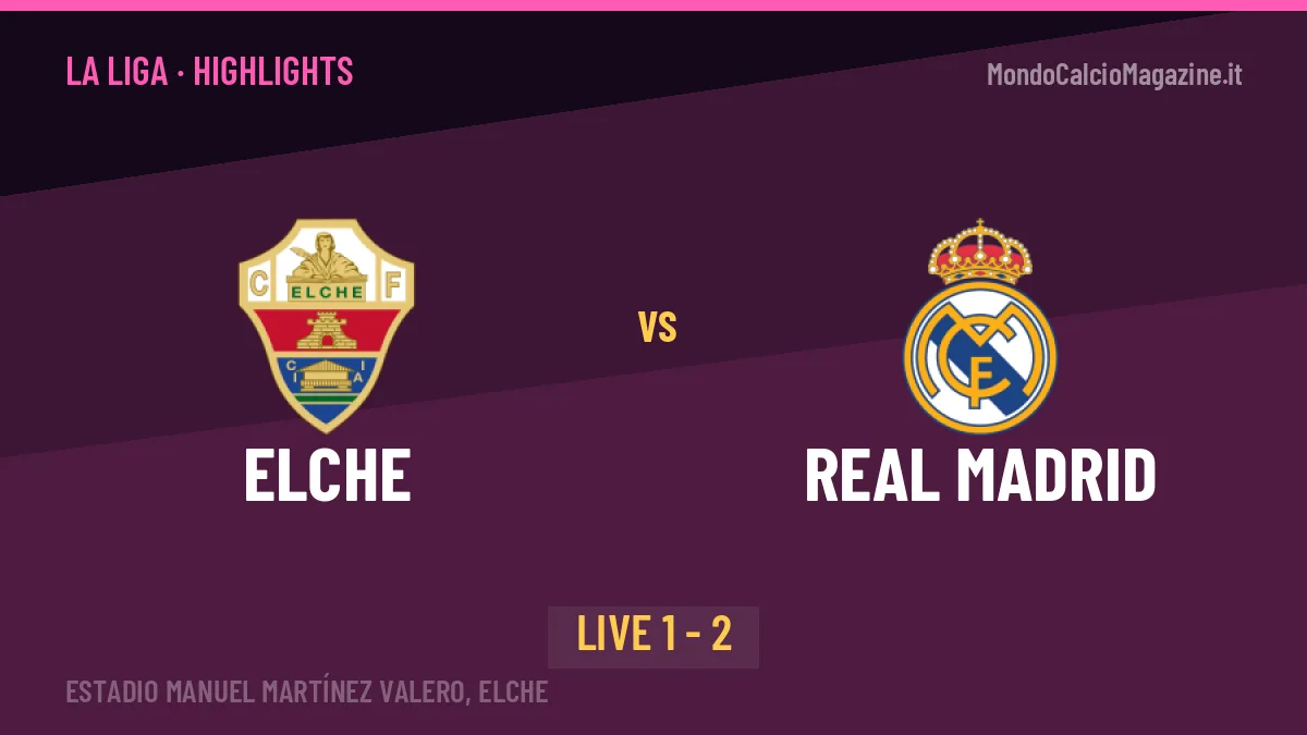 Elche-Real Madrid: video gol, azioni salienti e statistiche