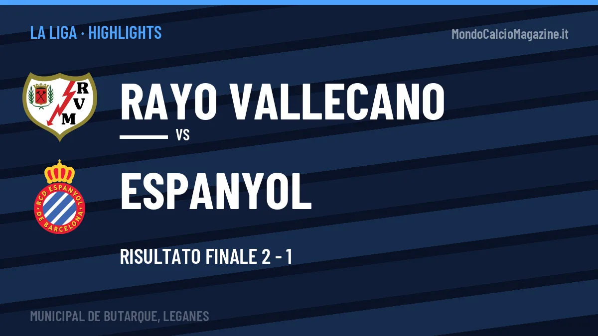 Highlights La Liga: Rayo Vallecano-Espanyol 2-1 in video