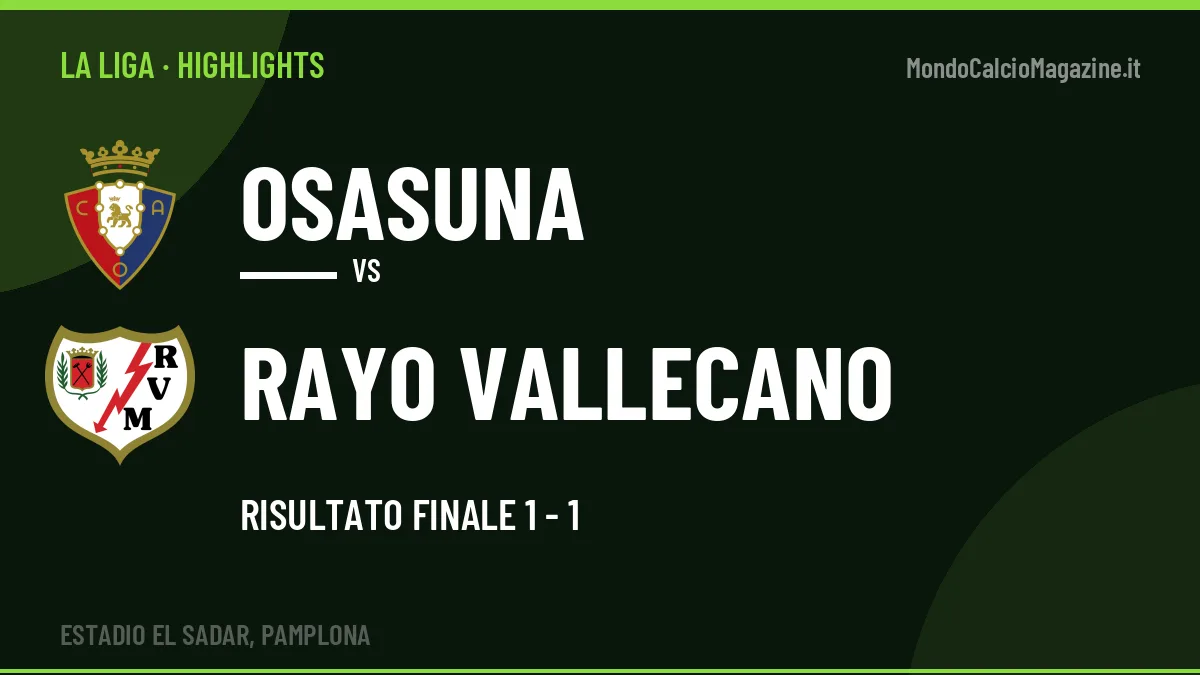 Highlights e gol Osasuna-Rayo Vallecano: la sintesi della 7ª giornata