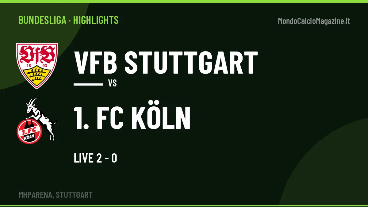 Gol e highlights di VfB Stuttgart-1. FC Köln: guarda la sintesi