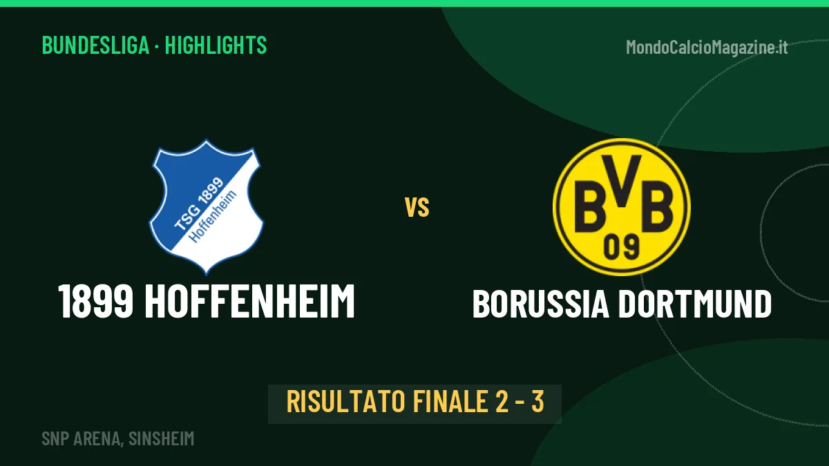 1899 Hoffenheim-Borussia Dortmund highlights: video, marcatori e statistiche