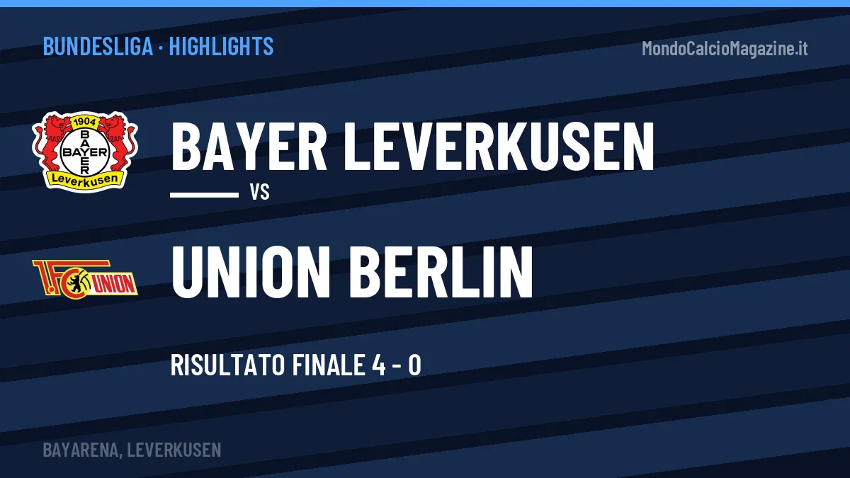 Highlights e gol Bayer Leverkusen-Union Berlin: la sintesi della 2ª giornata