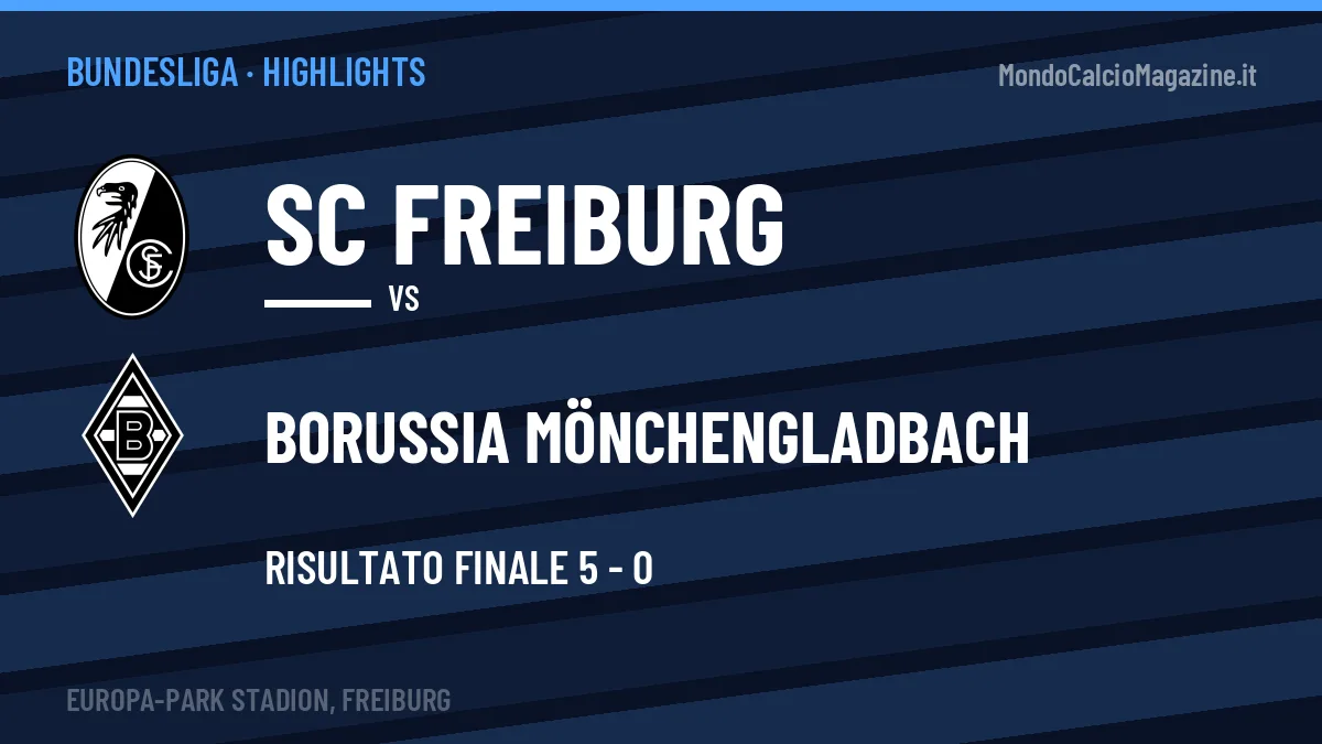 Gol e highlights di SC Freiburg-Borussia Mönchengladbach 5-0: guarda la sintesi