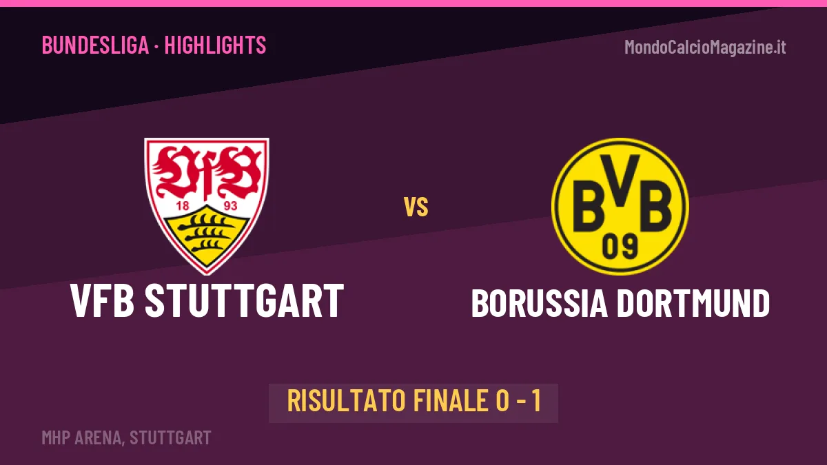 VfB Stuttgart-Borussia Dortmund 0-1: highlights, video, azioni e gol del match
