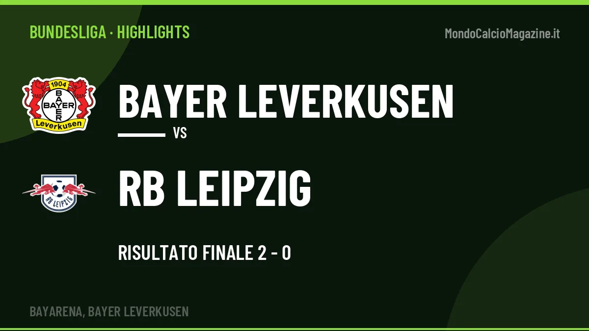Highlights Bayer Leverkusen-RB Leipzig: gol e sintesi della partita (2-0)