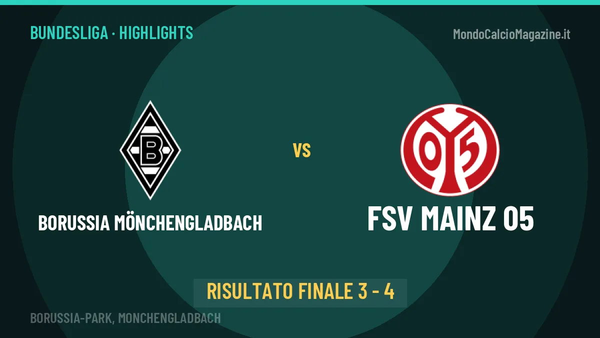 Borussia Mönchengladbach-FSV Mainz 05 highlights: video, marcatori e statistiche