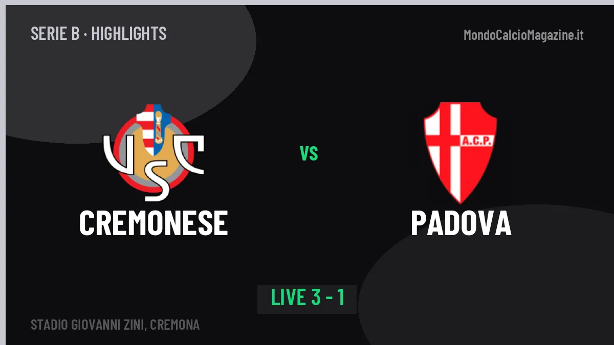 Cremonese-Padova: video gol, azioni salienti e statistiche