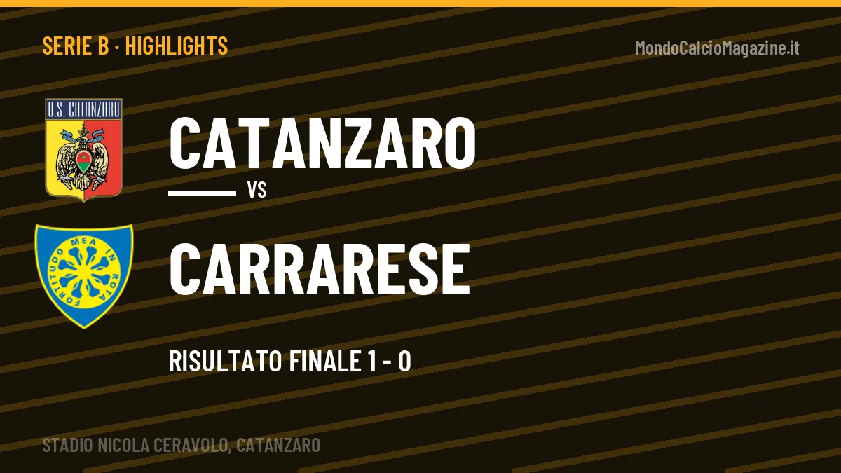 Gol e highlights di Catanzaro-Carrarese 1-0: guarda la sintesi