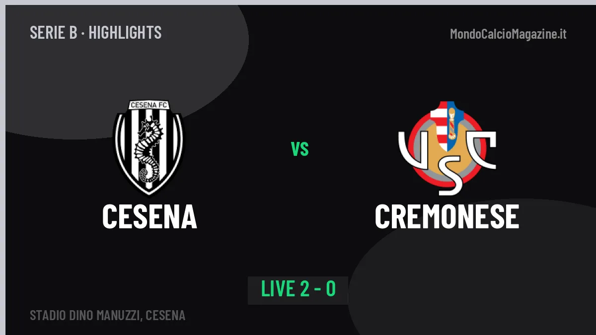 Cesena-Cremonese highlights: video, marcatori e statistiche
