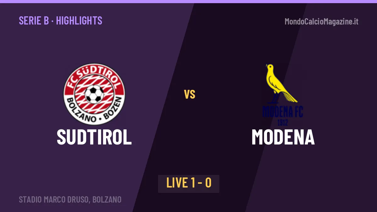 Sudtirol-Modena: highlights, video, azioni e gol del match