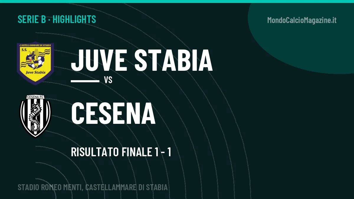 Gol e highlights di Juve Stabia-Cesena 1-1: guarda la sintesi