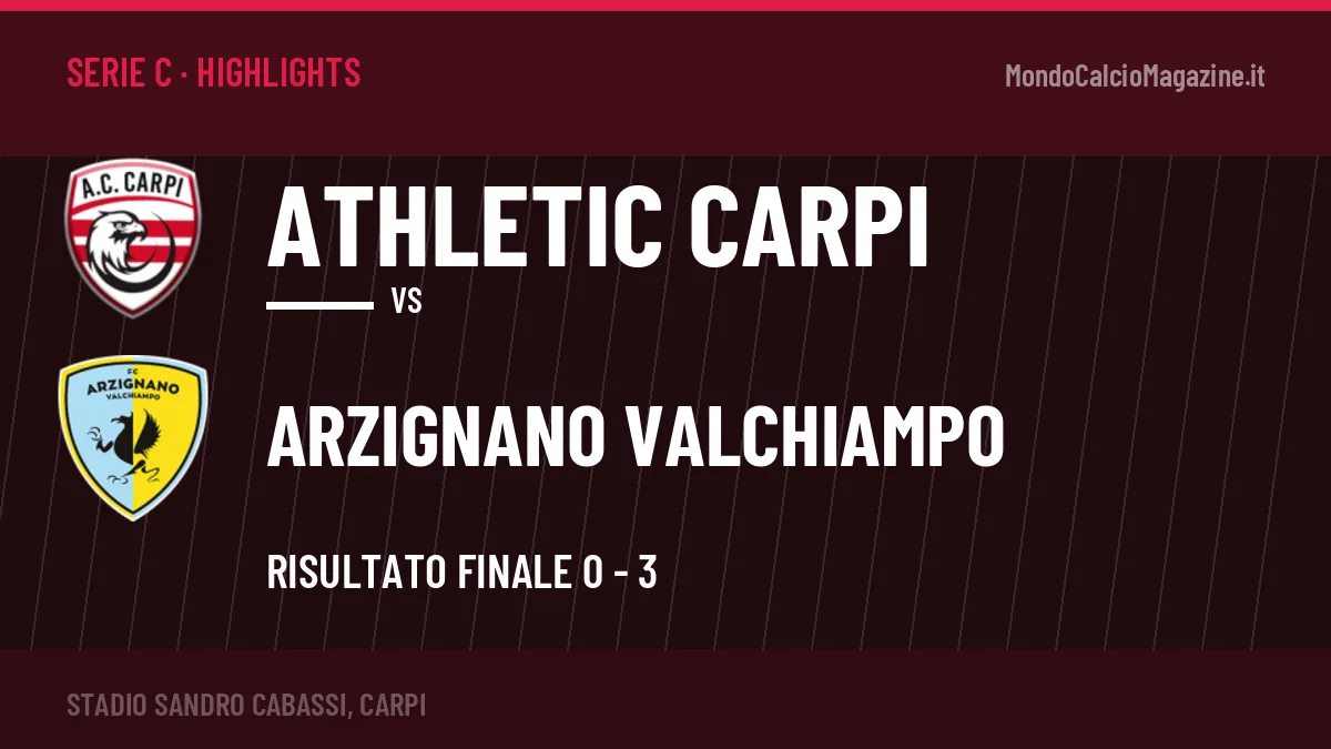 Gol e highlights di Athletic Carpi-Arzignano Valchiampo 0-3: guarda la sintesi