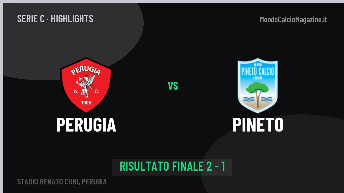Perugia-Pineto 2-1: highlights, video, azioni e gol del match