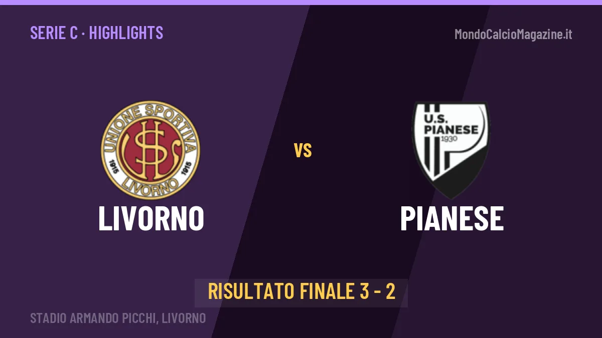 Livorno-Pianese 3-2: highlights, video, azioni e gol del match