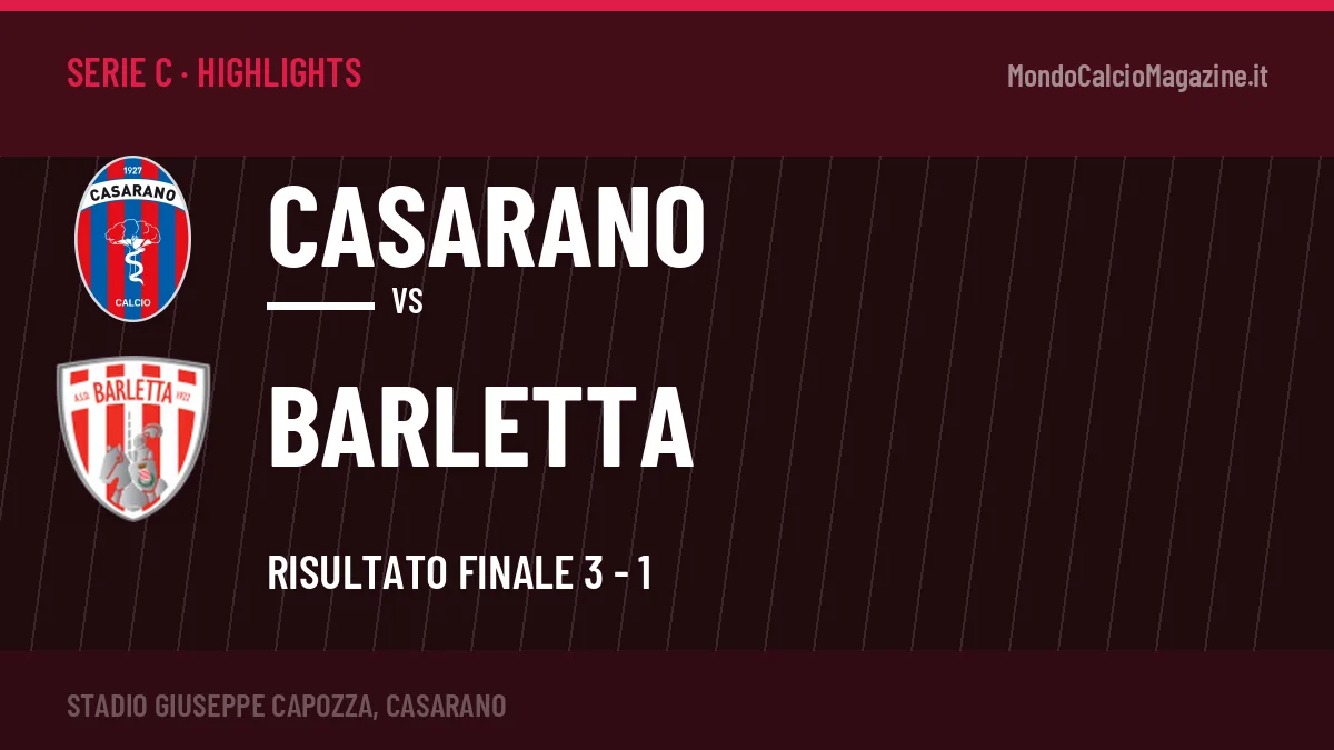 Video Casarano-Barletta: highlights e gol della partita di Serie C