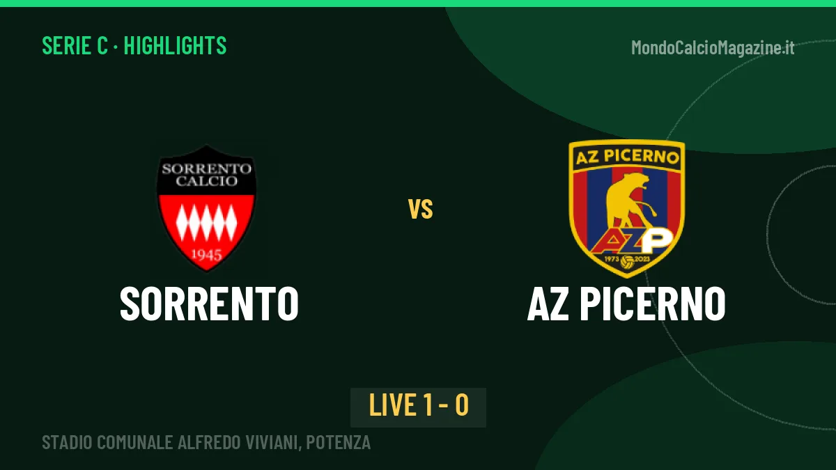 Sorrento-AZ Picerno, sintesi e gol: gli highlights di Serie C