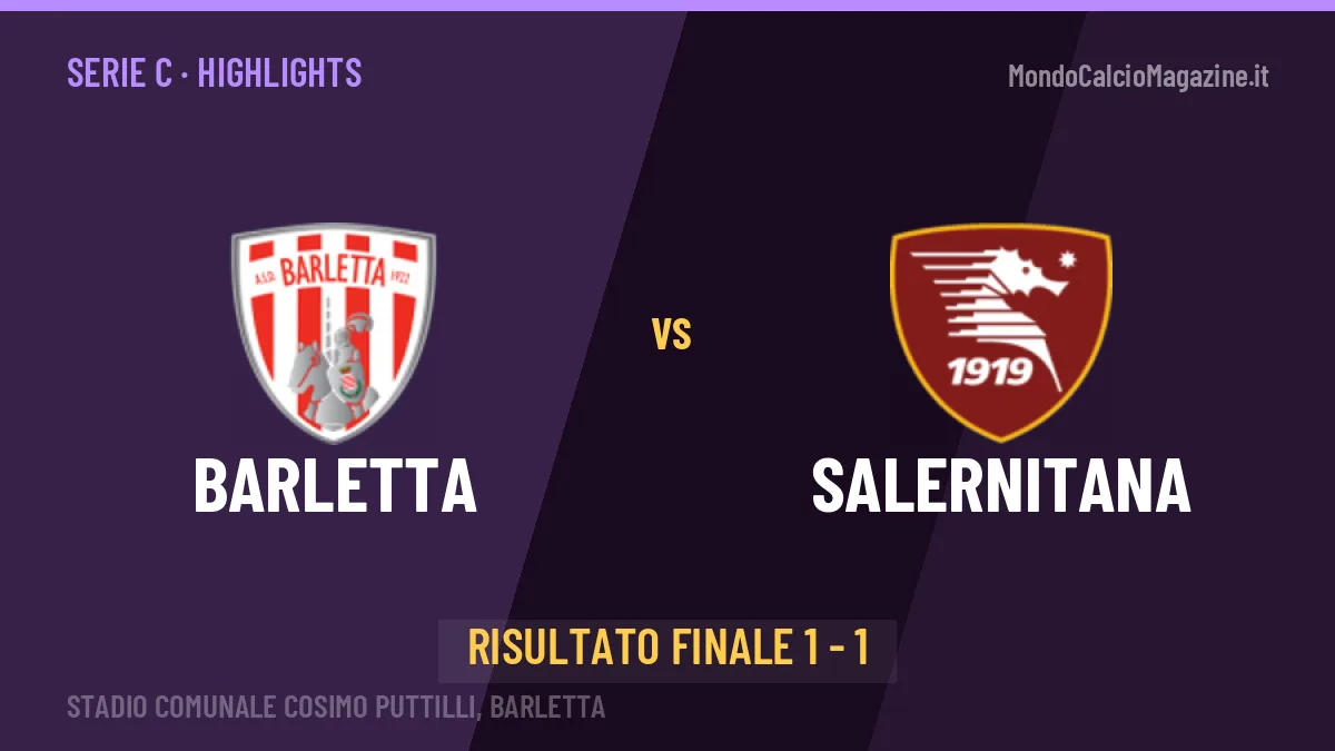 Barletta-Salernitana 1-1: highlights, video, azioni e gol del match