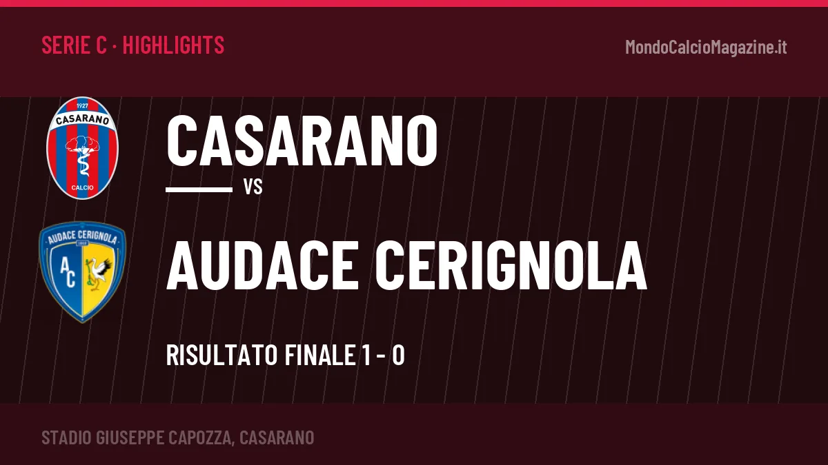 Highlights Casarano-Audace Cerignola: gol e sintesi della partita (1-0)