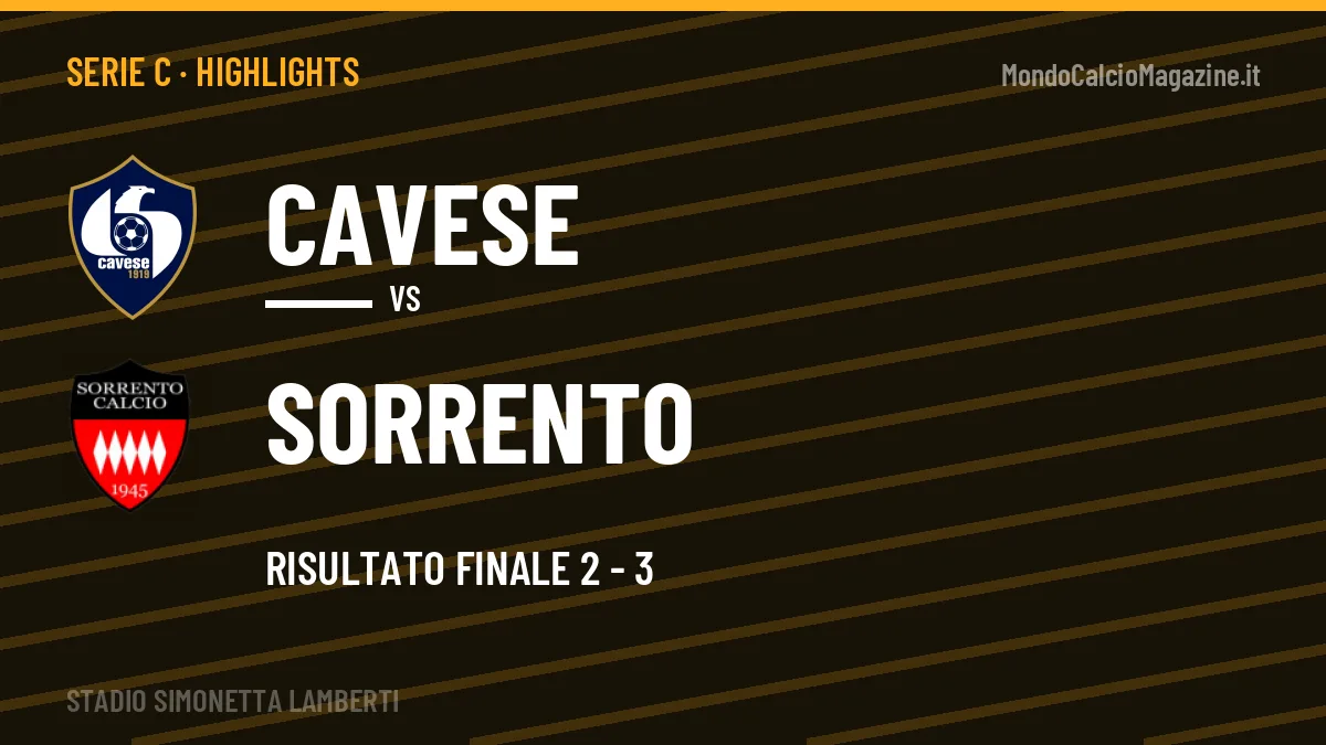 Video Cavese-Sorrento: highlights e gol della partita di Serie C