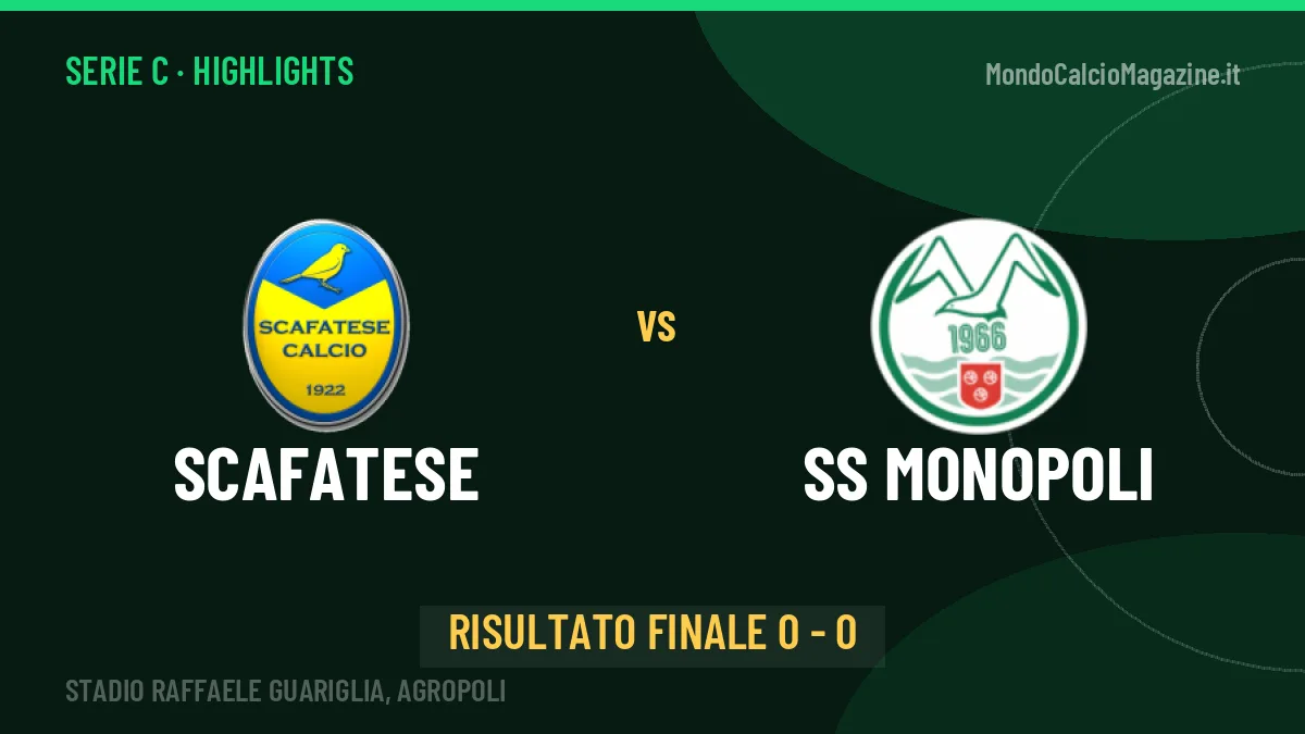 Scafatese-SS Monopoli 0-0: video gol, azioni salienti e statistiche