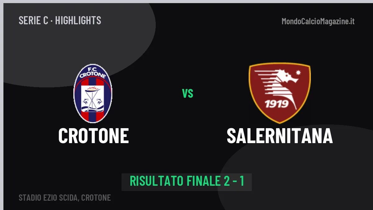Crotone-Salernitana 2-1: highlights, video, azioni e gol del match