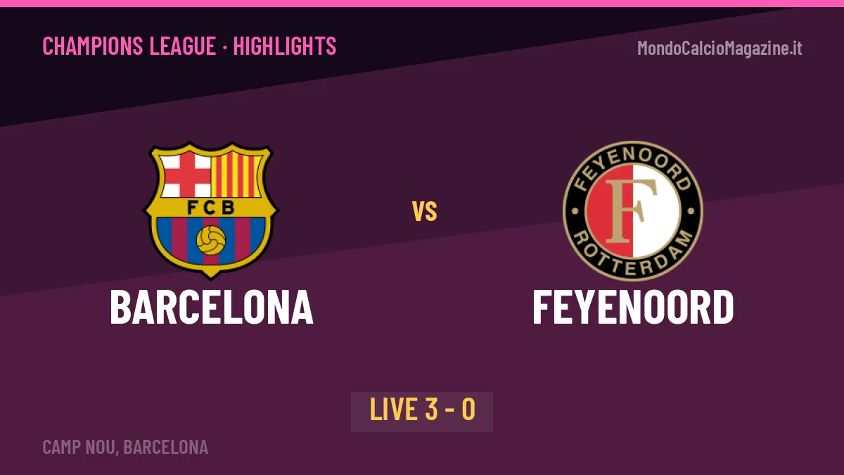 Barcelona-Feyenoord: il video degli highlights e il tabellino