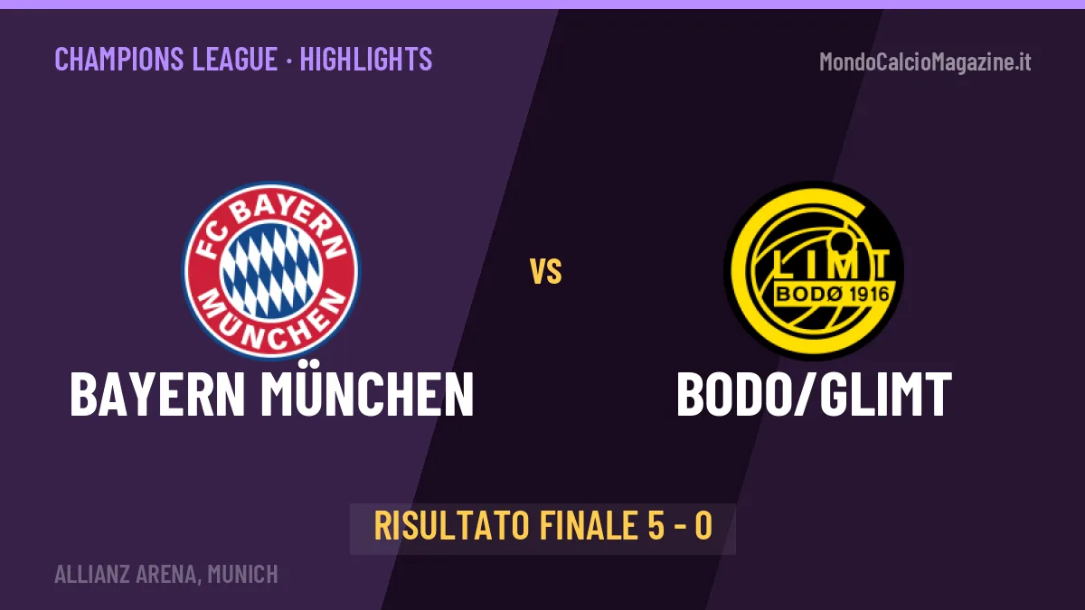 Bayern München-Bodo/Glimt 5-0: video gol, azioni salienti e statistiche