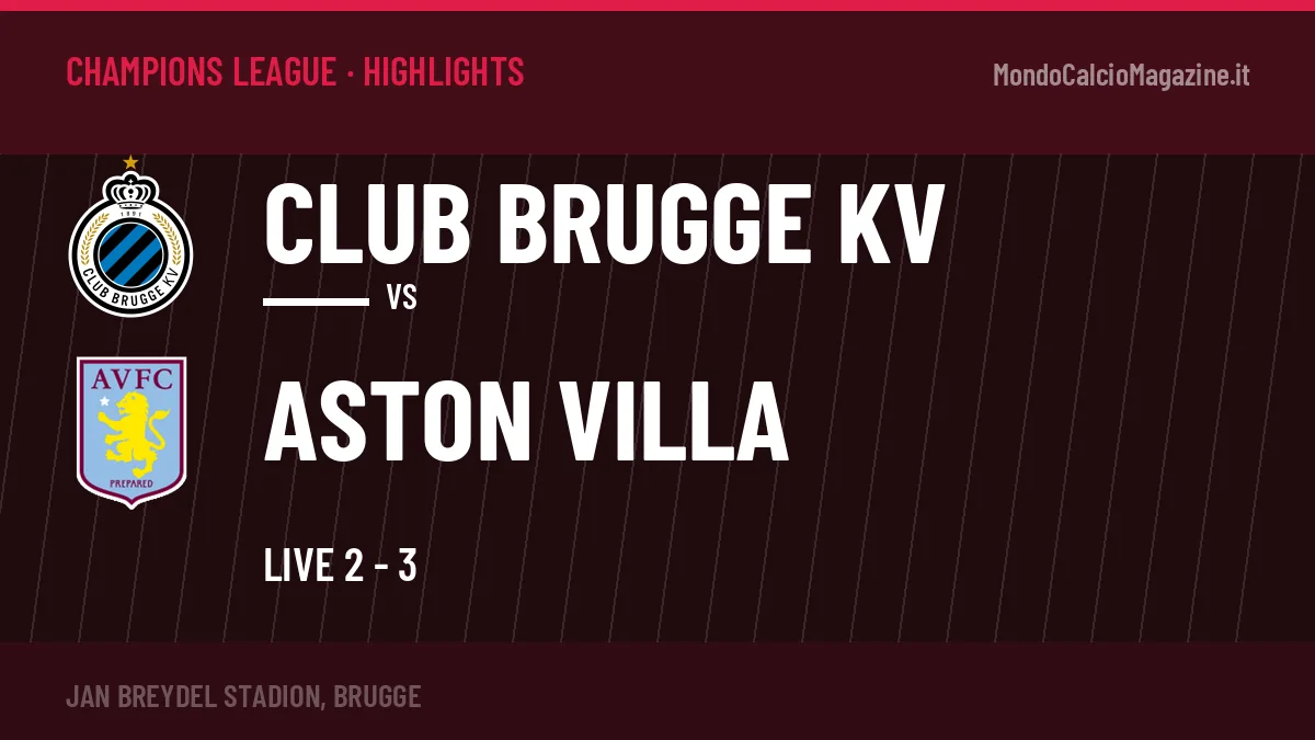 Highlights e gol Club Brugge KV-Aston Villa: la sintesi della 1ª giornata