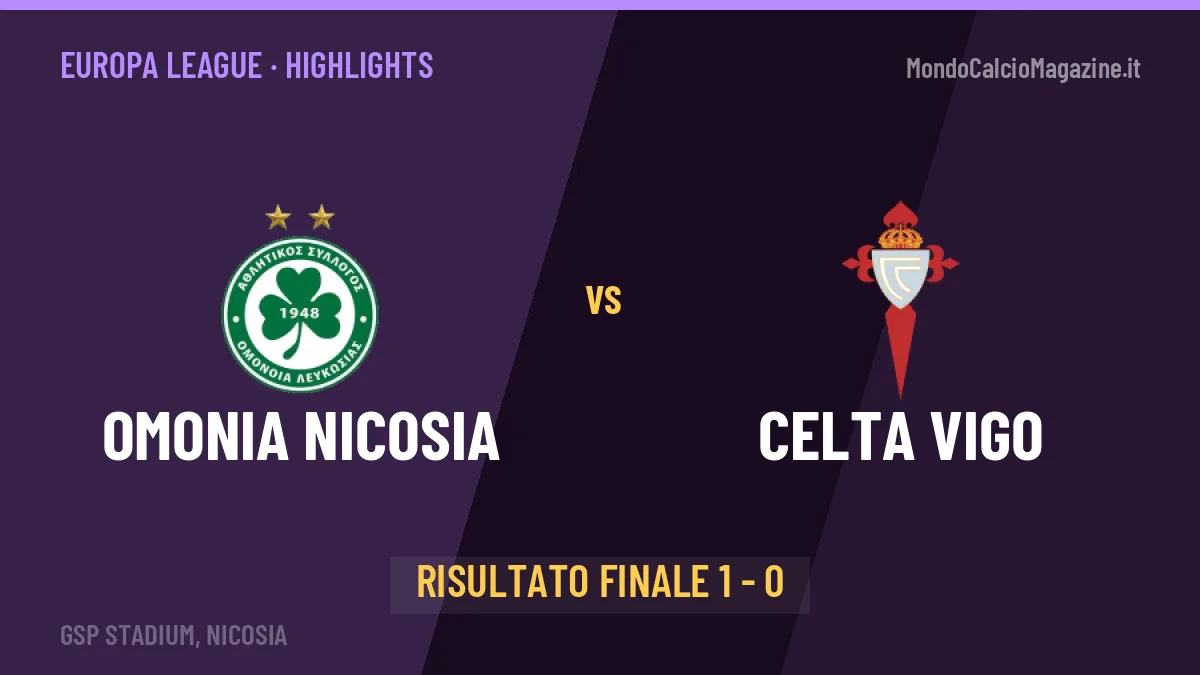 Omonia Nicosia-Celta Vigo: il video degli highlights e il tabellino (1-0)