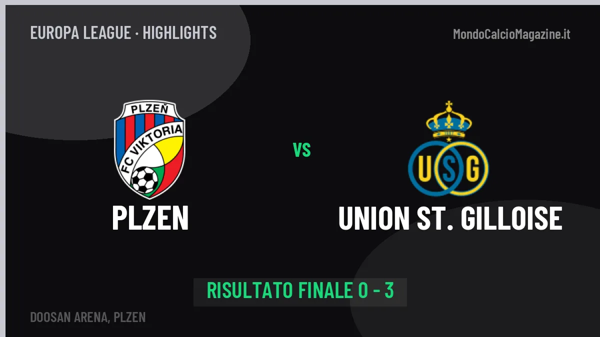 Plzen-Union St. Gilloise 0-3: video gol, azioni salienti e statistiche